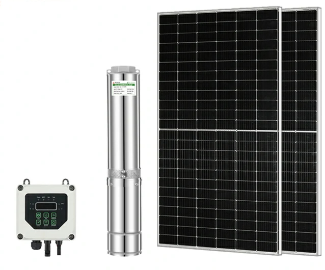 NGC Submersible Solar Water Pump is a type of water pump powered by solar panels’ electricity. The pump is usually placed underwater and can be used to pump water from a well or borehole. Solar panels are mounted on the ground and power submersible pumps, by collecting sunlight and converting it into electricity. The water is then pumped to the surface and used for irrigation, drinking, or domestic use.